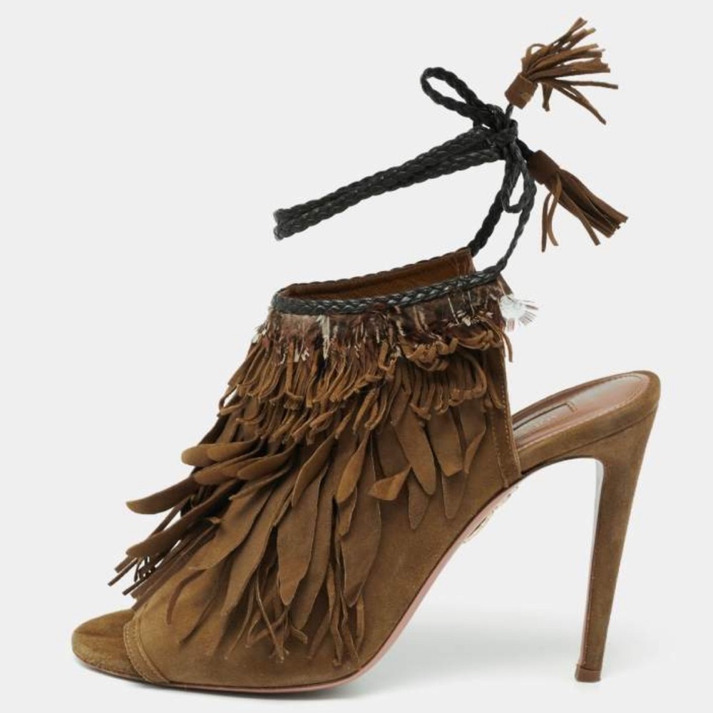 Aquazzura Tassel Ankle Tie Sandals Size 38